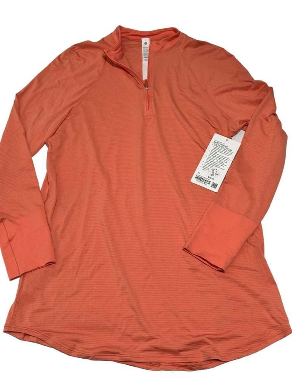 Lululemon Swiftly Relaxed Long-Length Half Zip Size 10 Coral Orange